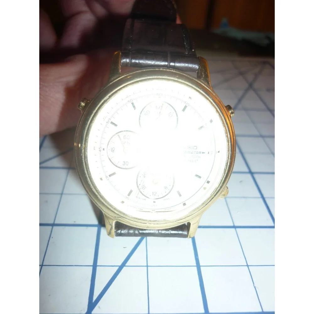 RARE Vintage Casio MQB-100 Chronograph Watch 1323 Japan Gold‎ Tone Clean - FS